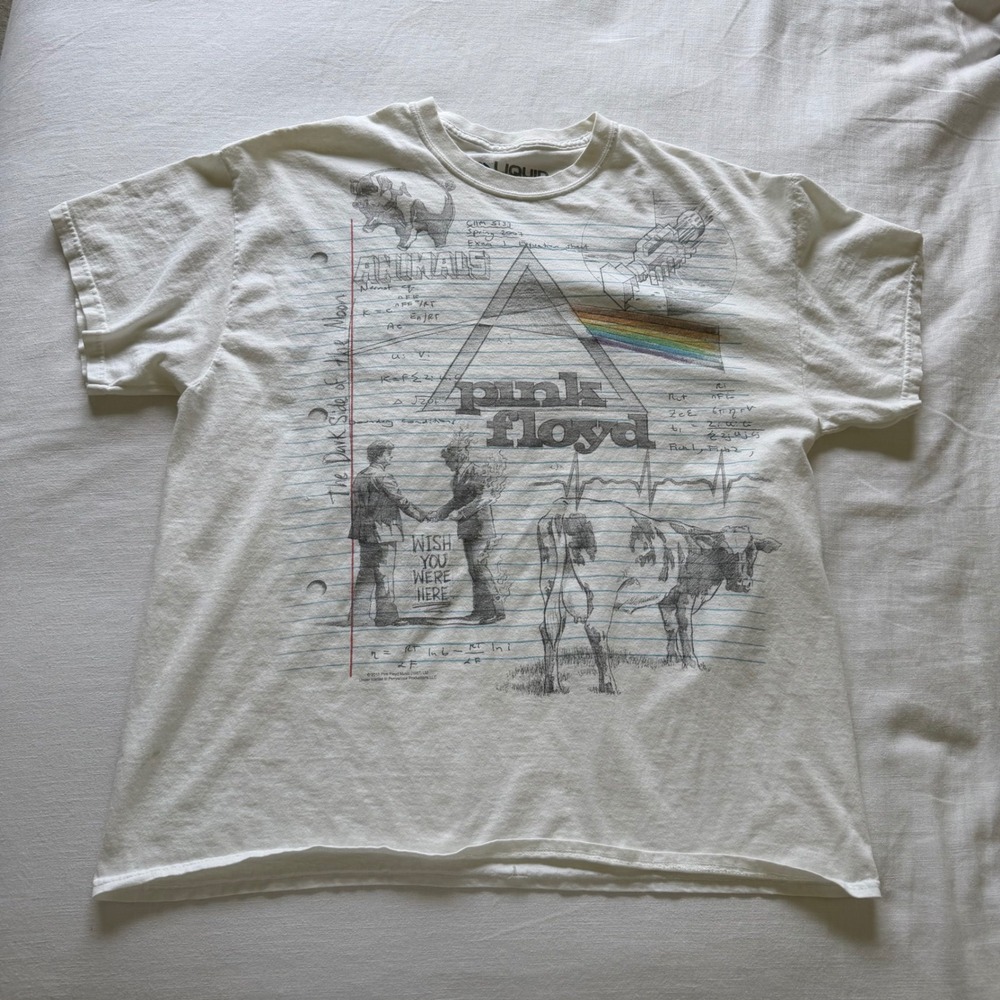 Liquid Blue Pink Floyd Sketch T-Shirt White XL Rock Band Notebook Tee - Picture 12 of 12